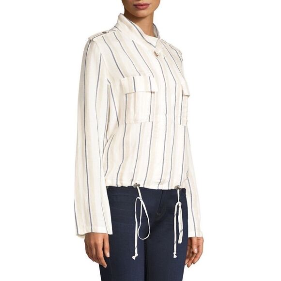 RAILS Rowan Striped Army Military Jacket in Coco Stripe Size XS - Picture 1 of 12